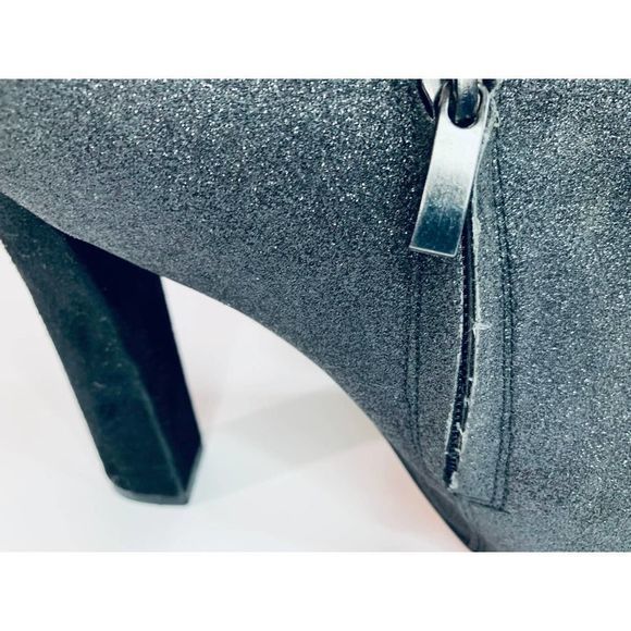 Sam‎ Edelman Black Glitter Chunky Heel Ankle Boot size 8m - Picture 6 of 9